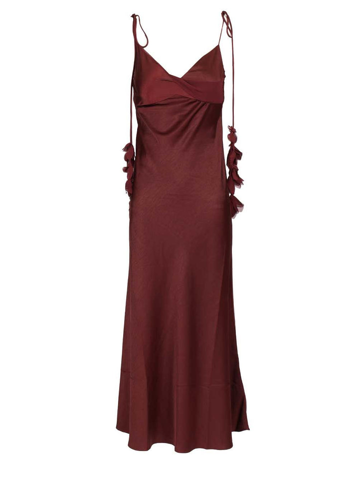 Self-Portrait Burgundy Satin Flower Midi Dress Abiti - Bordeaux | cd7f0fe797373a2e791d3c4ac19f811c32d033f7