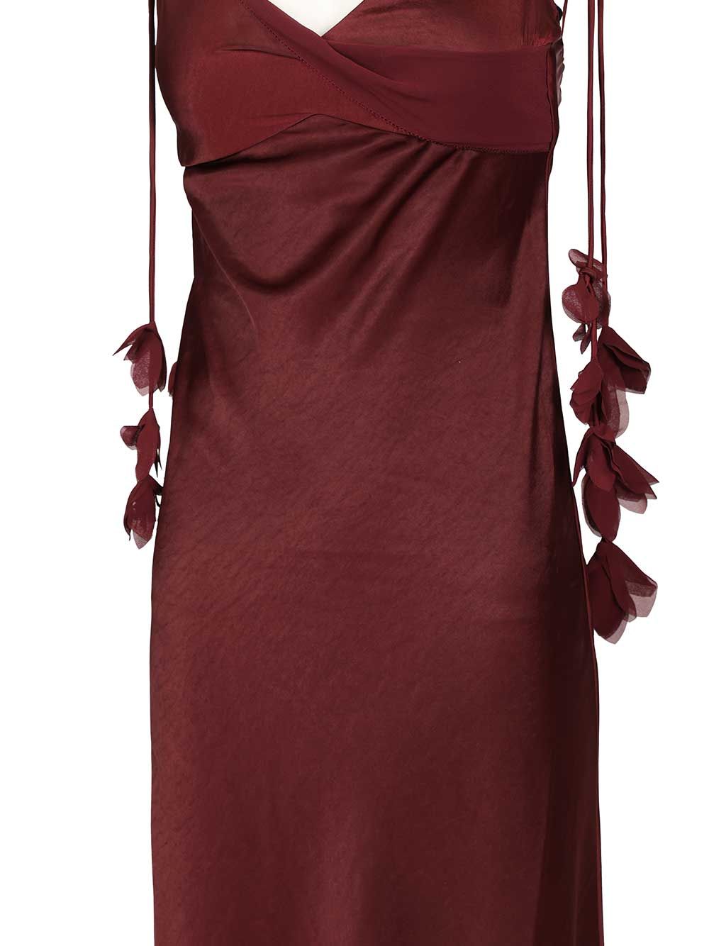Self-Portrait Burgundy Satin Flower Midi Dress Abiti - Bordeaux | 98dd5b63add2335978a8bbbe71fe76992485dcf7