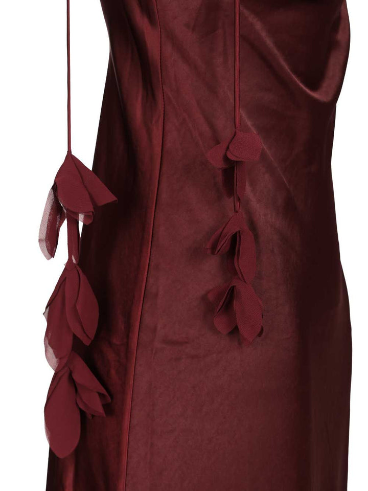 Self-Portrait Burgundy Satin Flower Midi Dress Abiti - Bordeaux | 5f38f4e5548ccc7065c7176bea614849b3d9a239