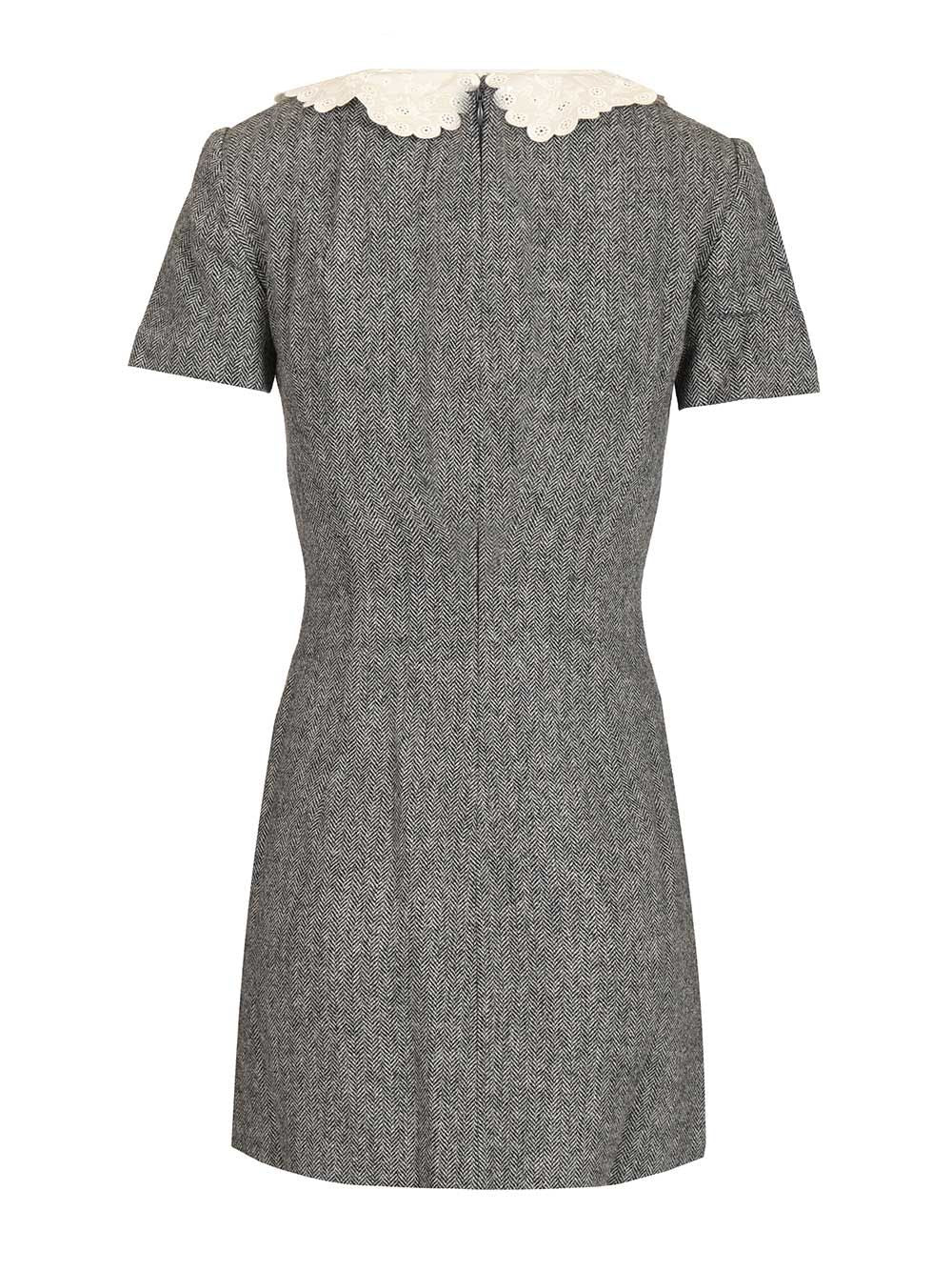 Self-Portrait Grey Herringbone Collared Mini Dress Abiti - Grey | 92ffff8c8b3e01d059918638f164747d354be69c