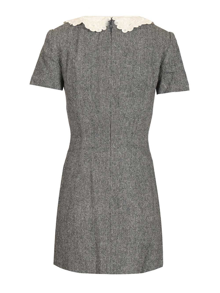 Self-Portrait Grey Herringbone Collared Mini Dress Abiti - Grey | 92ffff8c8b3e01d059918638f164747d354be69c
