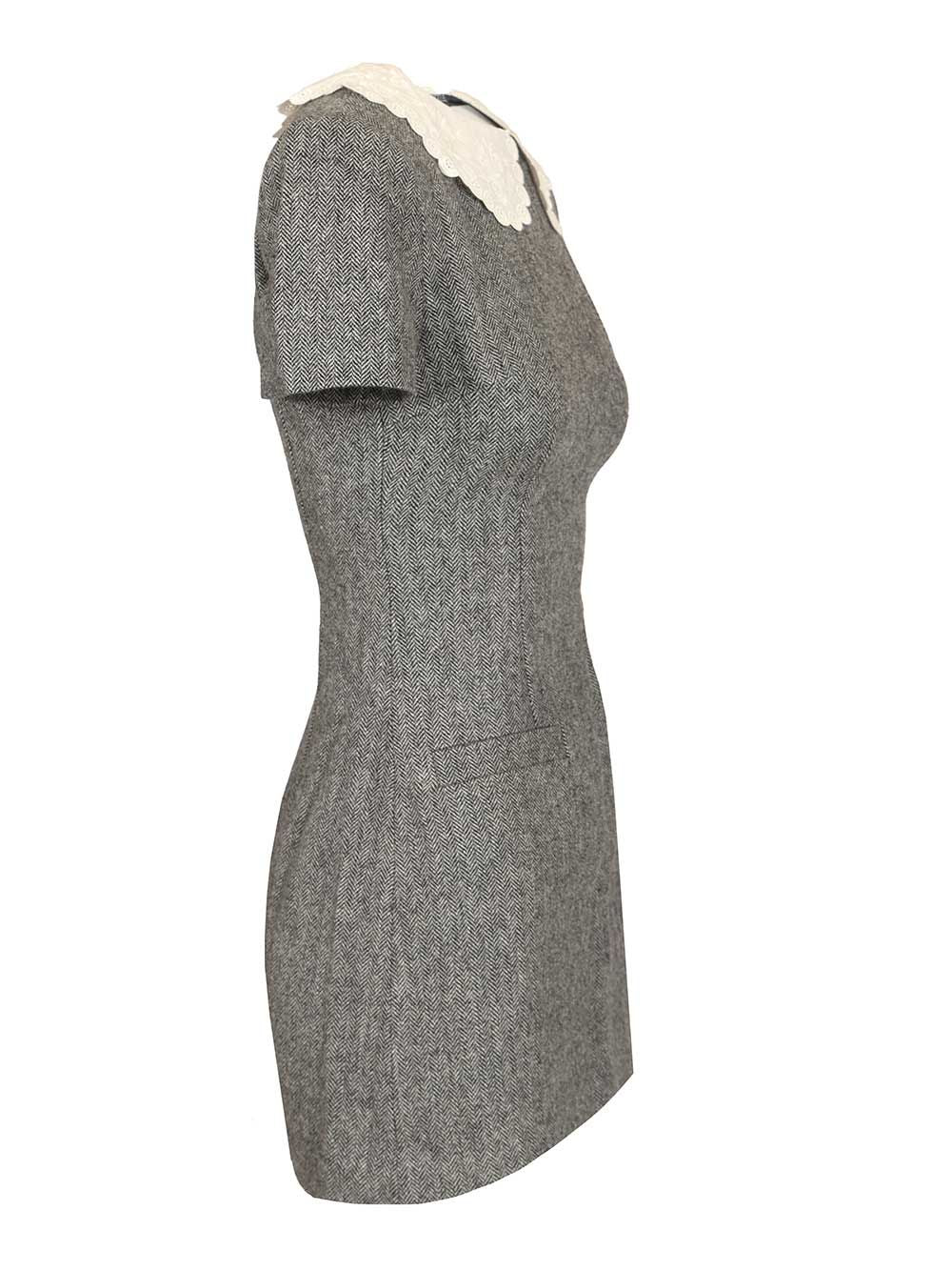 Self-Portrait Grey Herringbone Collared Mini Dress Abiti - Grey | 4444f95fe5723cf5b4e2ae159bc58b39c69416e5