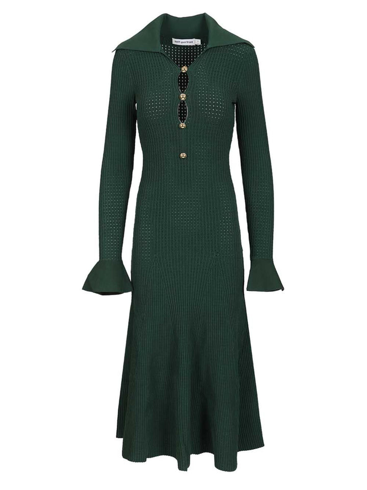 Self-Portrait Green Keyhole Knit Midi Dress Abiti - Verde | 333395ecd6f39bf60adcb9c25b27dcb84499b0f5