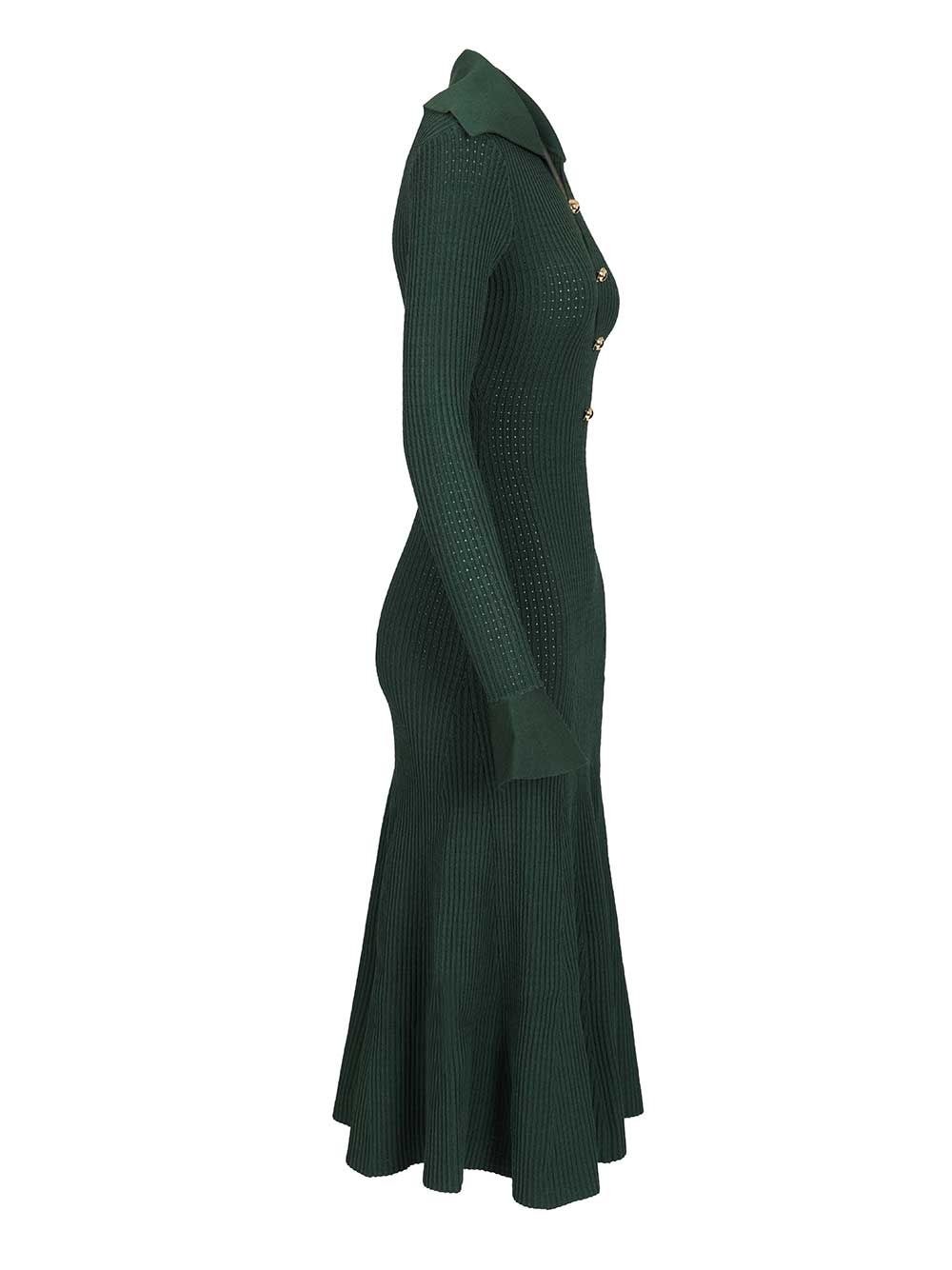 Self-Portrait Green Keyhole Knit Midi Dress Abiti - Verde | 69020ba652c7bb906c6e43fe42dafdd8fd716447