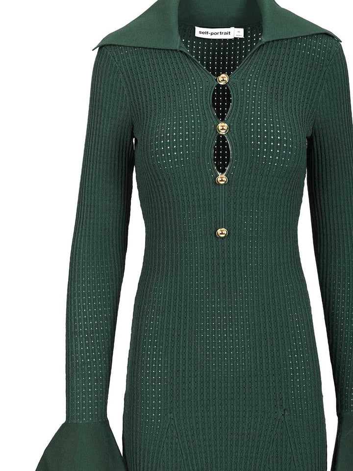 Self-Portrait Kknitted Midi Dress Abiti - Verde | a7a6df5abcc54b77e1b18dbc1201f9e2583c6c1d