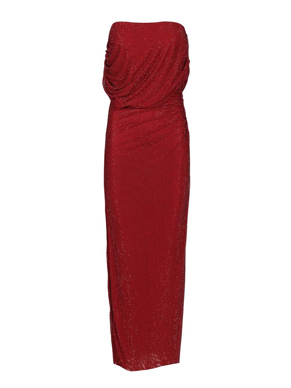 Self-Portrait Burgundy Rhinestone Drape Midi Dress Abiti - Bordeaux | 9e589292611b52af0180cad4354419e8f5e2bb47
