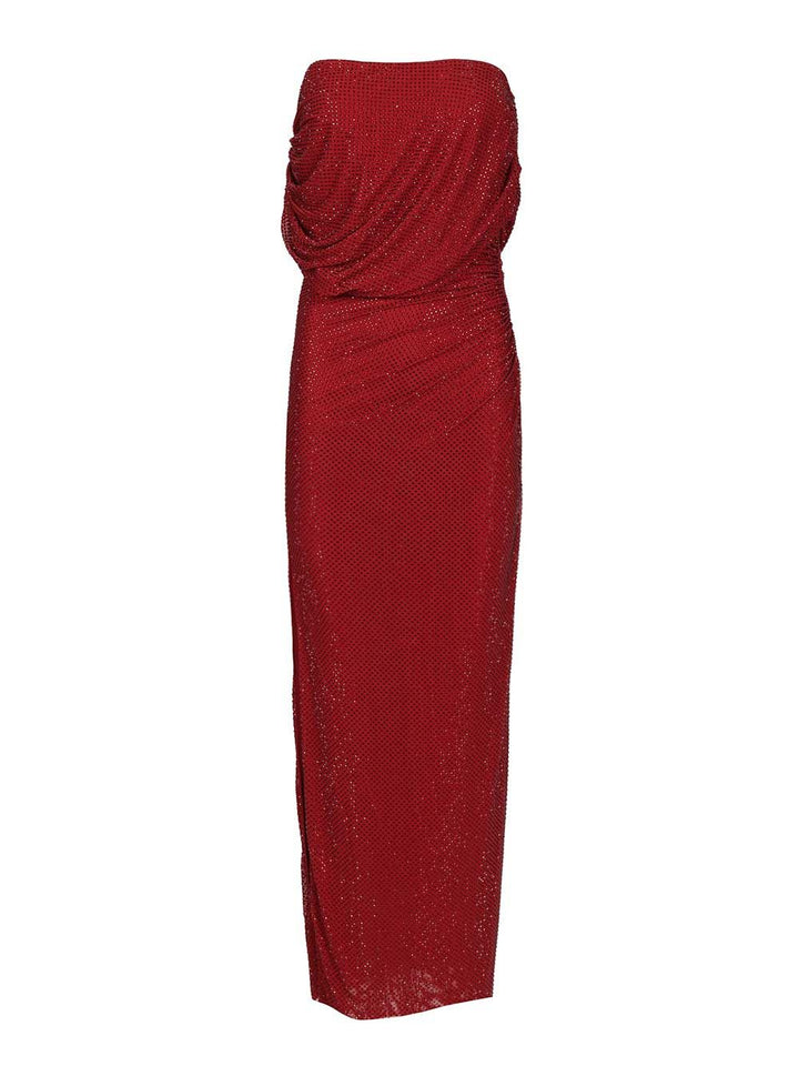 Self-Portrait Burgundy Rhinestone Drape Midi Dress Abiti - Bordeaux | 9e589292611b52af0180cad4354419e8f5e2bb47