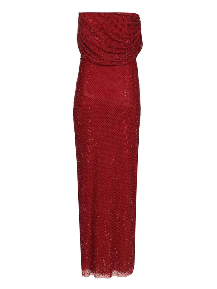 Self-Portrait Burgundy Rhinestone Drape Midi Dress Abiti - Bordeaux | a4723734932983533d82b08a50b3c31e8bdc5d09