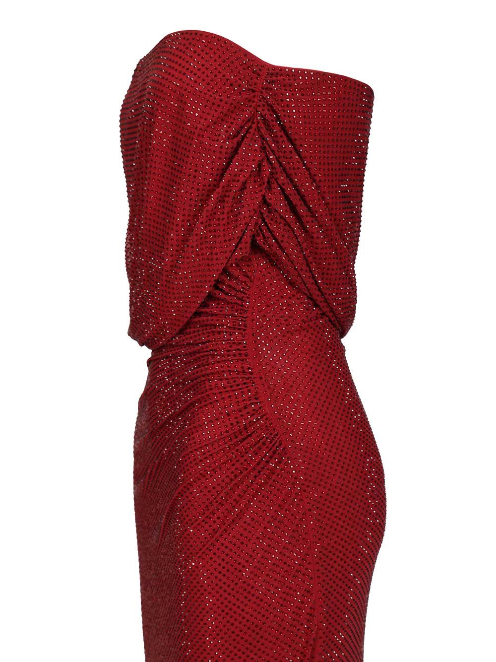 Self-Portrait Burgundy Rhinestone Drape Midi Dress Abiti - Bordeaux | 9ae5c18d22182a6b5eeee31b5ef080af922c6b6b