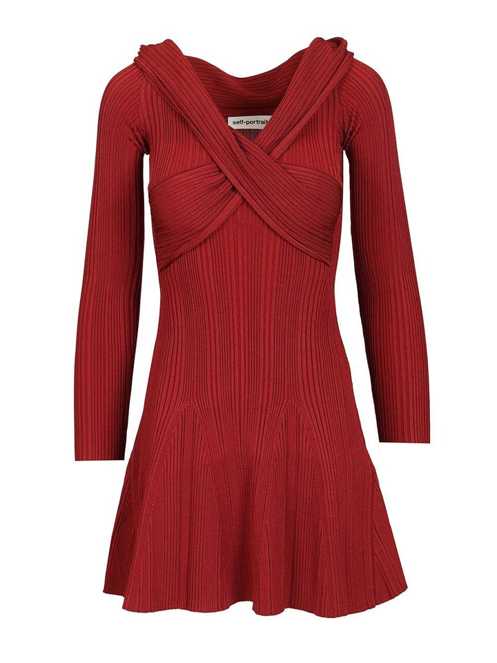 Self-Portrait Knit Mini Dress Abiti - Bordeaux | 83242618cbd8f0bcf1155c6697e953ea1639d051