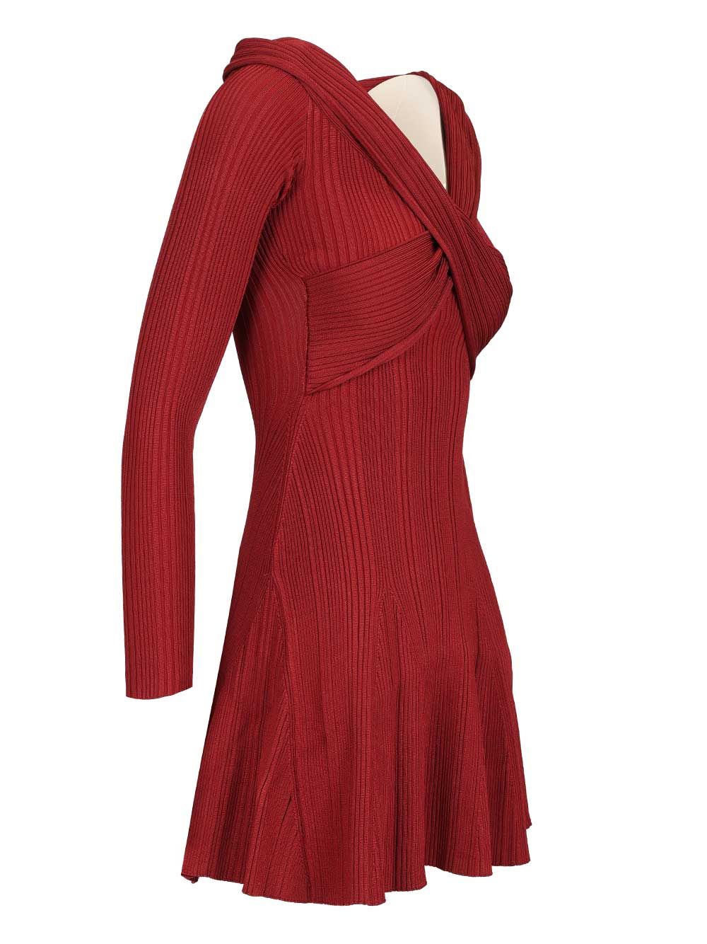 Self-Portrait Burgundy Viscose Knit Mini Dress Abiti - Bordeaux | 9201284592d82c5b00f1f4e6129452d4fea58ccd