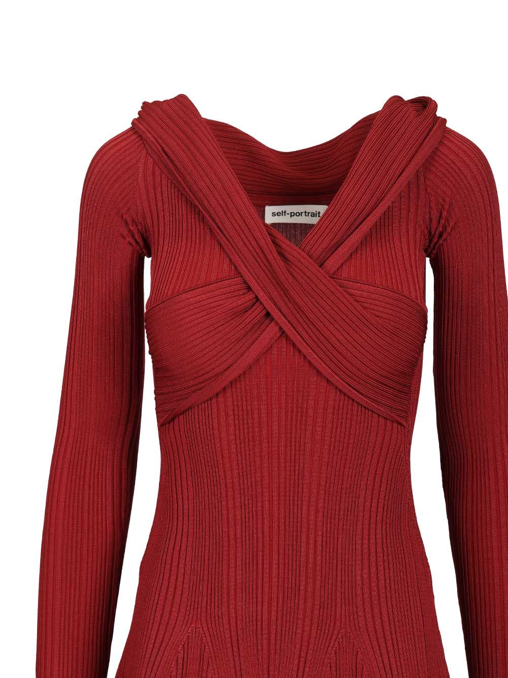 Self-Portrait Knit Mini Dress Abiti - Bordeaux | 04686cec05988bd668c2a5179364d3531fe6f189