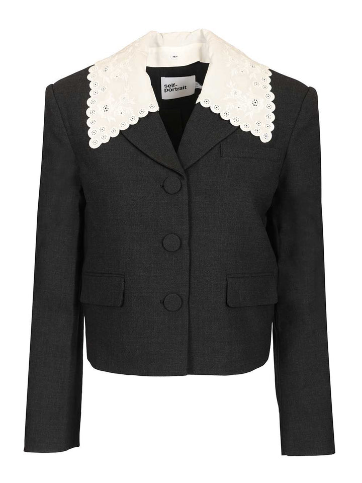 Self-Portrait Jacket With A Broderie Anglaise Collar Giacche - Grey | 1a7207fc04f04683bc33522d9c7295e91fef8e72