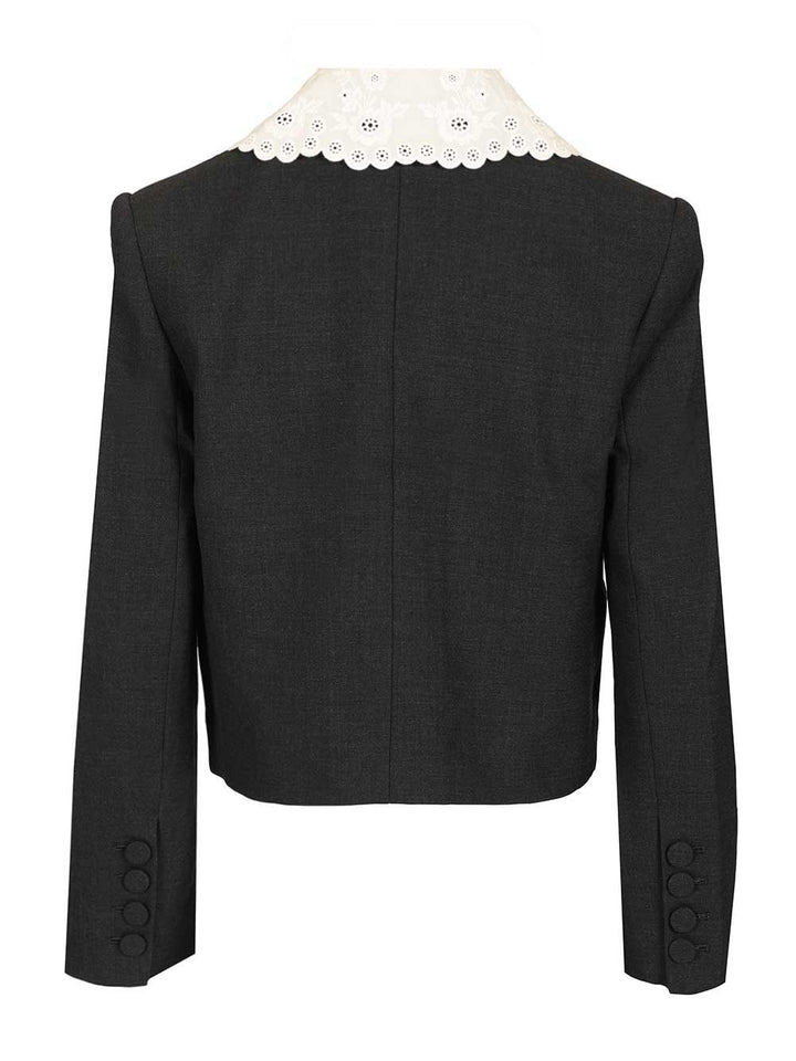 Self-Portrait Jacket With A Broderie Anglaise Collar Giacche - Grey | 03159e635cf675c8b78a140fa885e4787ae941a1