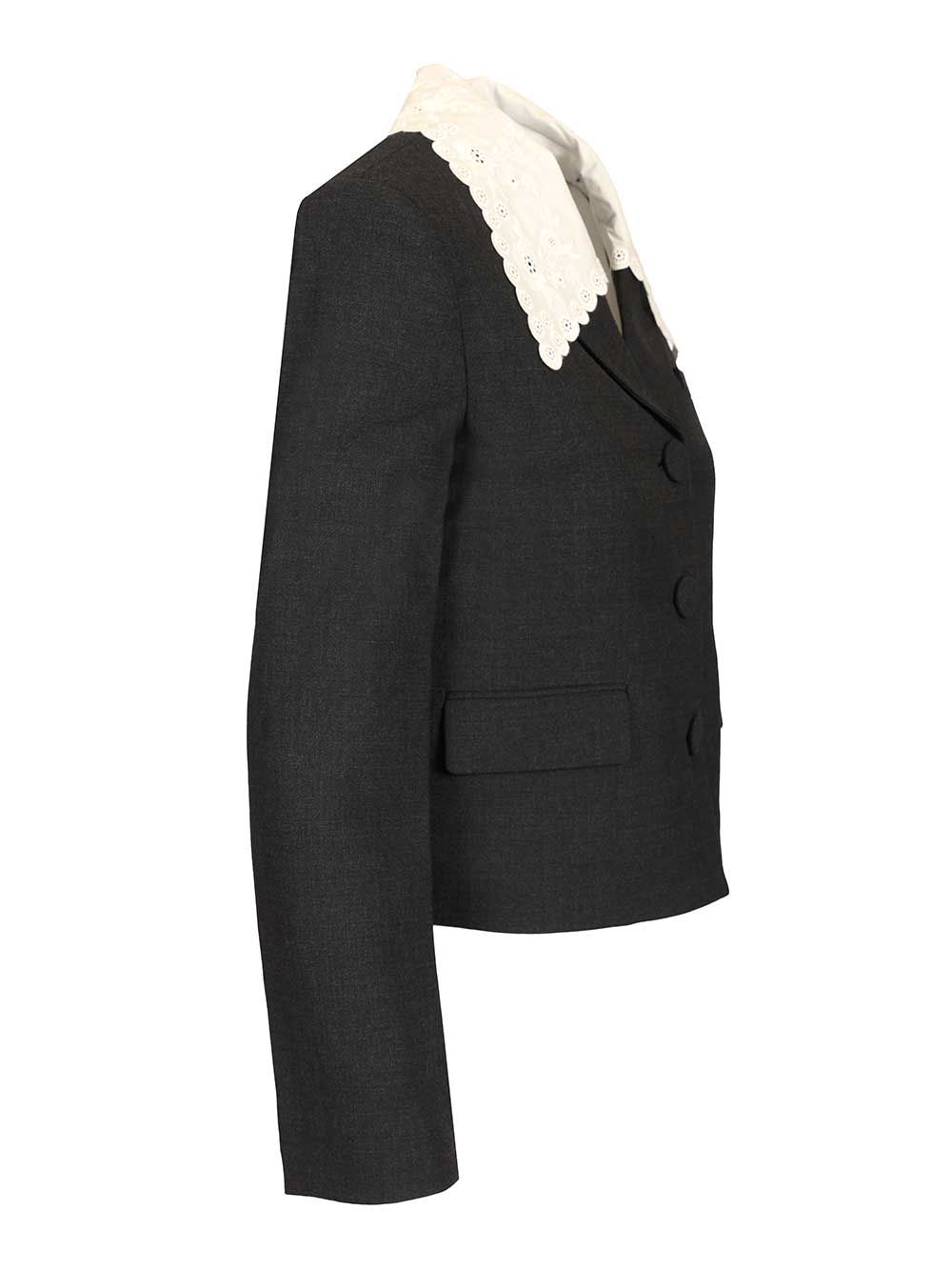 Self-Portrait Jacket With A Broderie Anglaise Collar Giacche - Grey | 3151a97197e4a9c670f3a73ff08193e09b52eefb