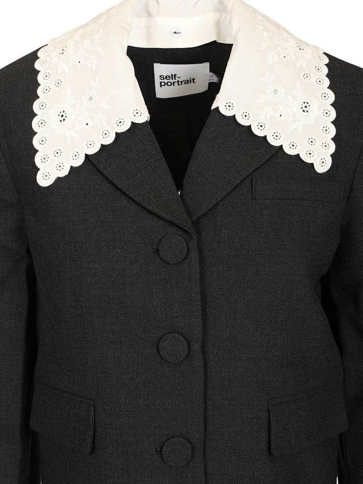 Self-Portrait Jacket With A Broderie Anglaise Collar Giacche - Grey | 5d8ee1ca0a4efad2399d8cbbd1d594541478b6e1