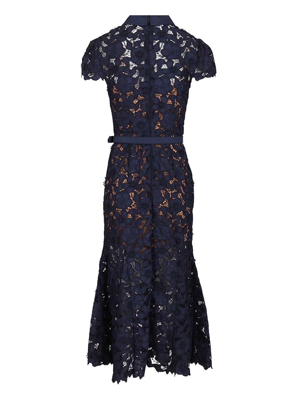 Self-Portrait Navy Guipure Lace Midi Dress Abiti - Blu | 423ced48b4a39ce4a1357135cd26c4f19119dd68