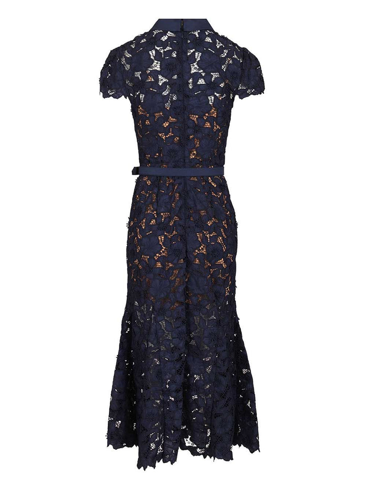 Self-Portrait Navy Guipure Lace Midi Dress Abiti - Blu | 423ced48b4a39ce4a1357135cd26c4f19119dd68