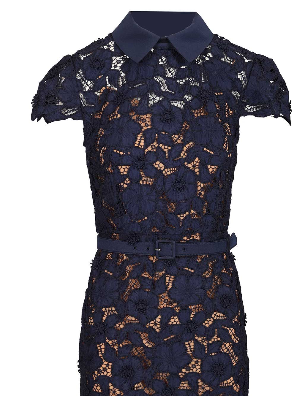 Self-Portrait Navy Guipure Lace Midi Dress Abiti - Blu | dcab0dfb93cfee5ccc3850f39b138f760f86550c