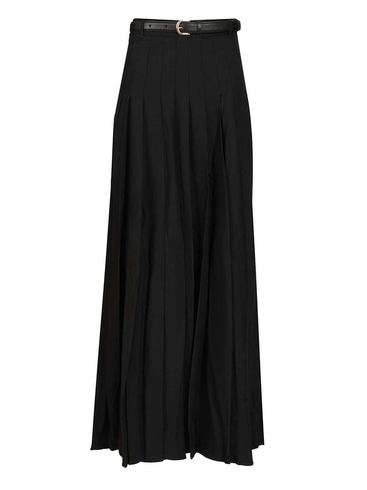 Self-Portrait Black Pleated Twill Maxi Skirt Gonne - Nero | 64f3bc31ae180b180a85c1111c7628b4216fa118