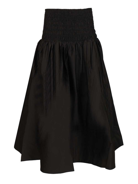 Black Cotton Midi Skirt Gonne Nero
