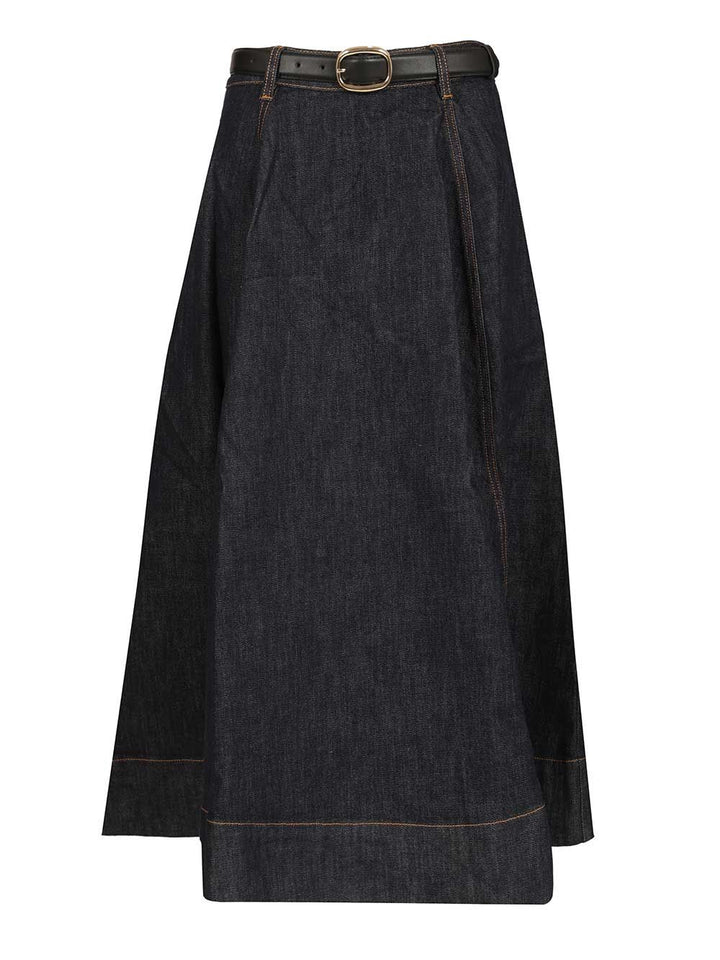 Self-Portrait Denim Midi Skirt Gonne - Blu | 2ce97698c338282e968c25f54be4bb087f994786