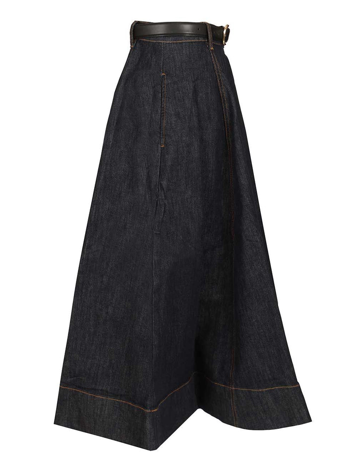 Self-Portrait Denim Midi Skirt Gonne - Blu | c37695fff5909ec086ae95006017ec7e11f3f414