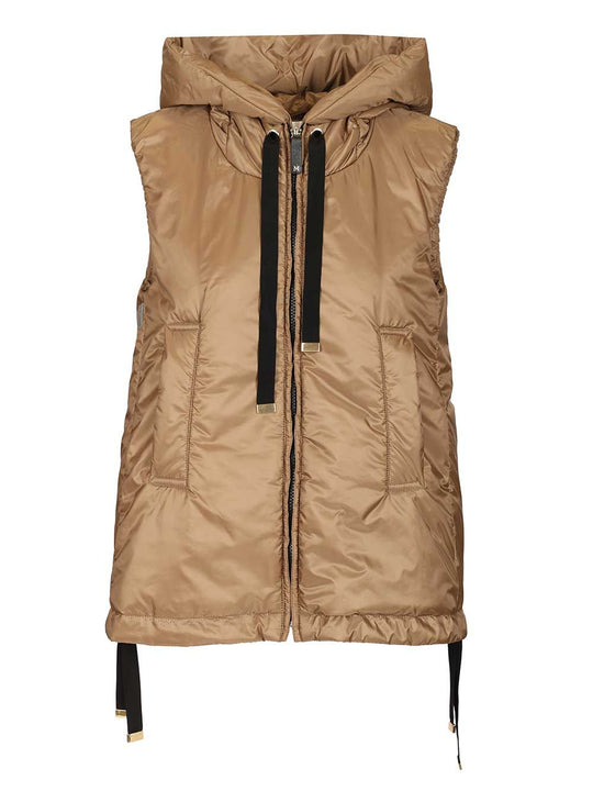 Padded Vest With Hood Coats Marrone