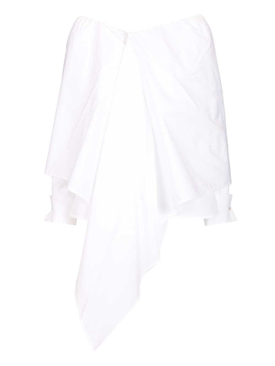 Curvone Ribbon Popeline Shirt Shirts Bianco