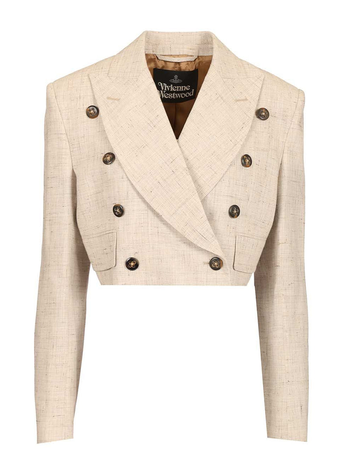 Vivienne Westwood Double-Breasted Cropped Blazer Giacche - Beige | 9437095ab28c52f0678871ab36a8f1193c82ef9e