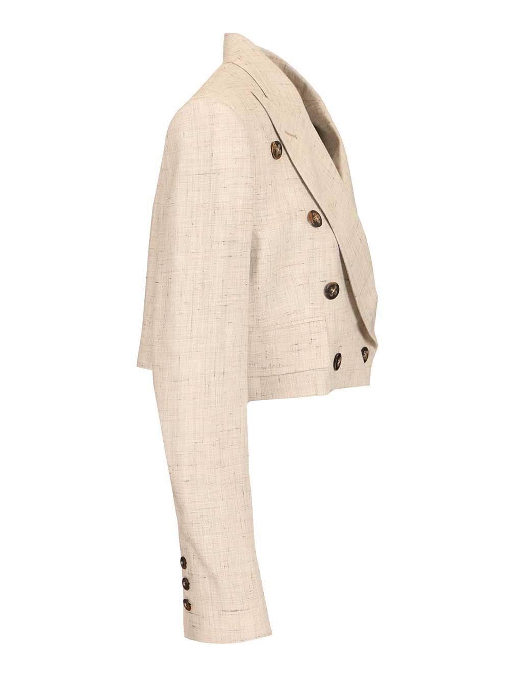 Vivienne Westwood Double-Breasted Cropped Blazer Giacche - Beige | 42103f769b1428ba96f552e50cd260c8c61d1a35