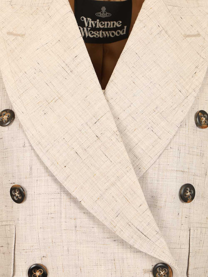 Vivienne Westwood Double-Breasted Cropped Blazer Giacche - Beige | 9d2a034668be53347f399c69f9f4f45b5797bccb