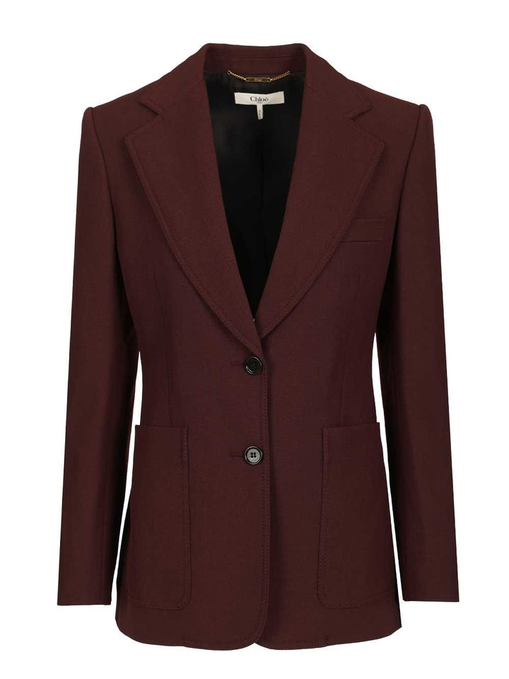 Chloe' Tailored Single-Breasted Jacket In Wool Gabardine Giacche - Bordeaux | cbaf6a12b7c483ef0fe578ed32af06bb1594674b