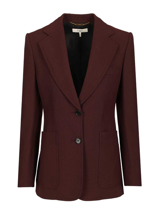Tailored Single-Breasted Jacket In Wool Gabardine Giacche Bordeaux