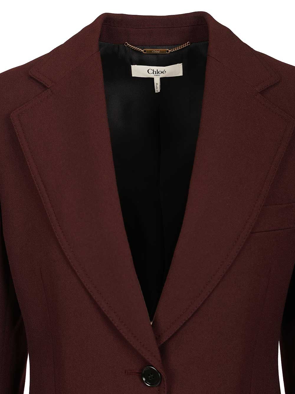Chloe' Tailored Single-Breasted Jacket In Wool Gabardine Giacche - Bordeaux | df0844217da7839f87cd0249599449b93d032da2