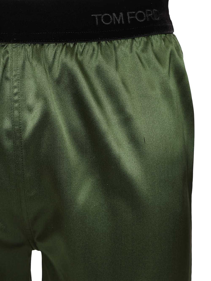 Tom Ford Stretch Silk Satin Pj Shorts Trousers - Verde | e27c832f01996c9ba4f16e7681cb179a1eeb832c