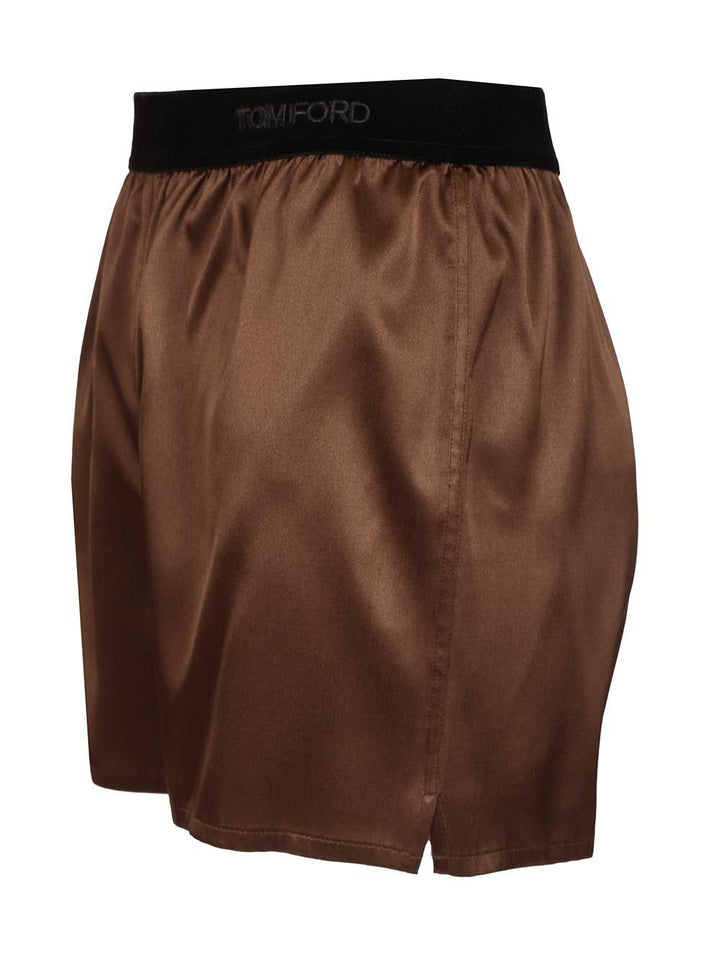 Tom Ford Silk Satin Shorts Trousers - Marrone | db7d5b4eaf453daa288e013b6e101666e3576d42