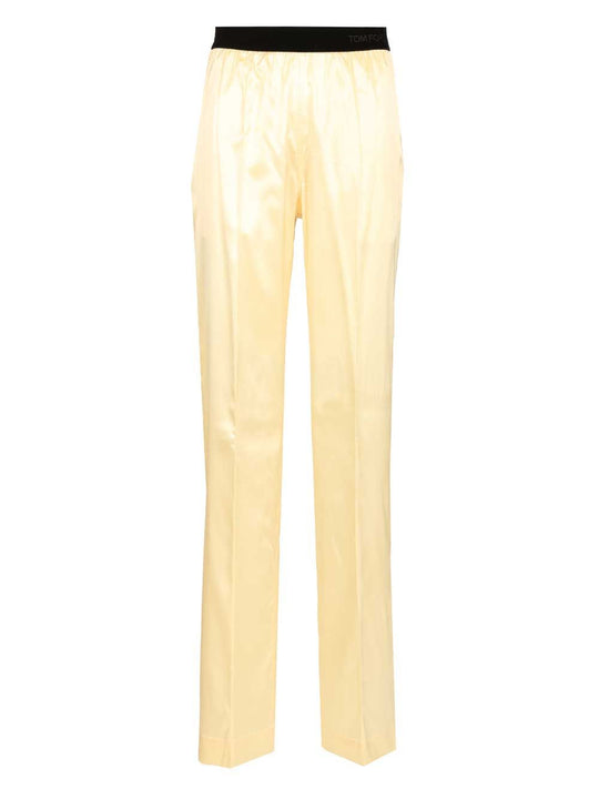 Stretch Silk Pants Trousers Giallo