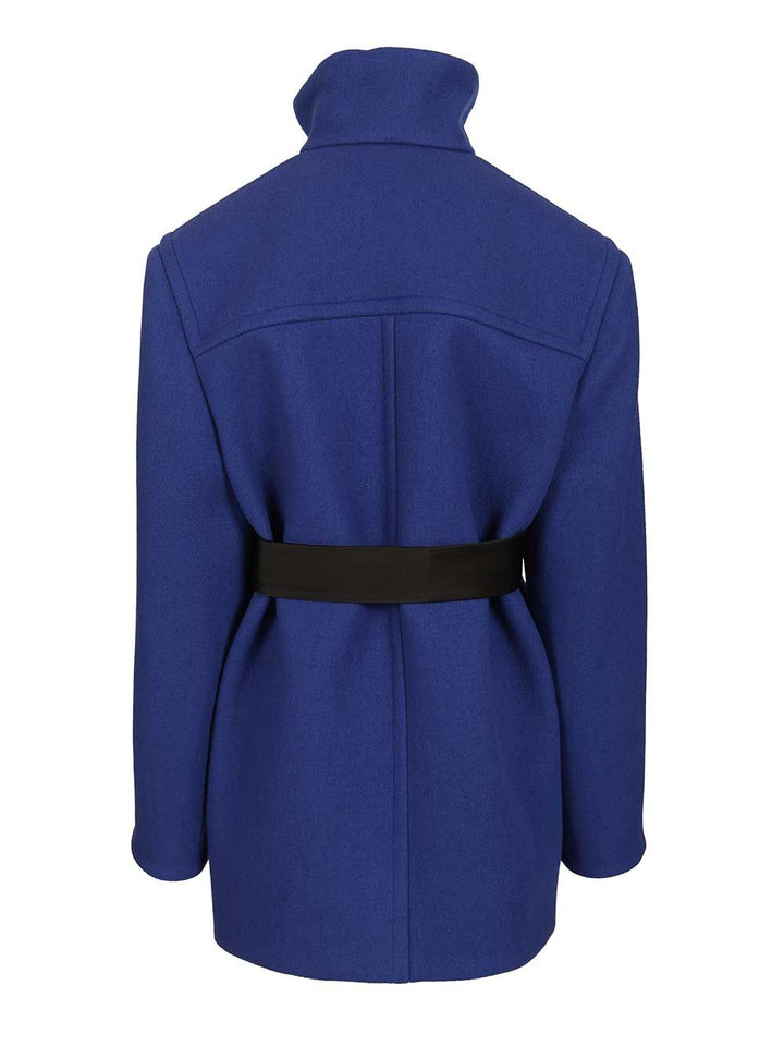 Saint Laurent Short Coat With Belt Coats - Blu | 91ee42e3967e470411a0472c8785ce2555d3fde7