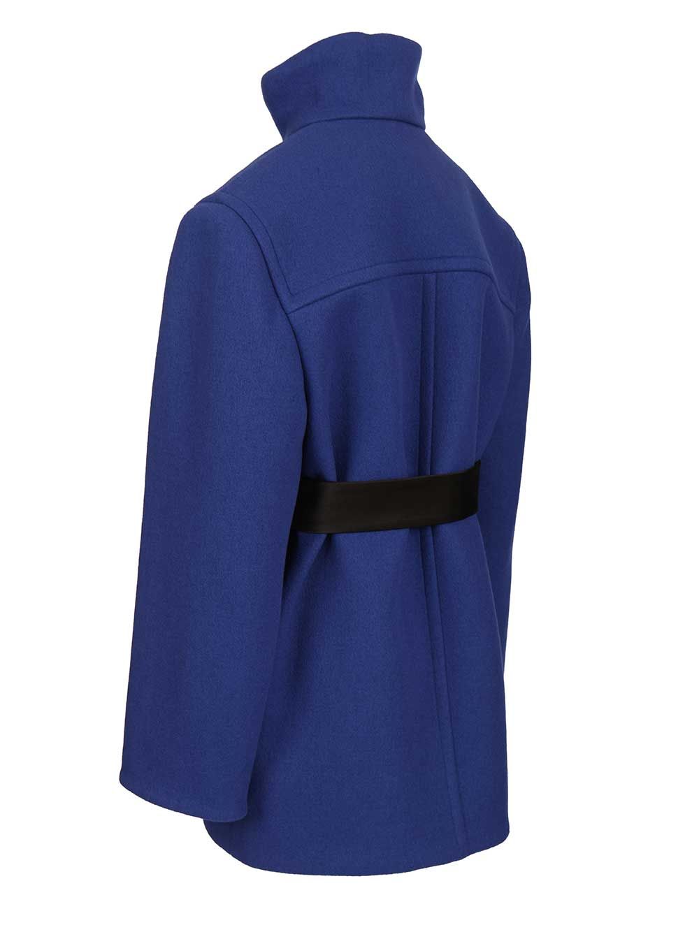 Saint Laurent Short Coat With Belt Coats - Blu | 758f06a645fef1a6b14263c90ecb56d842bba3eb