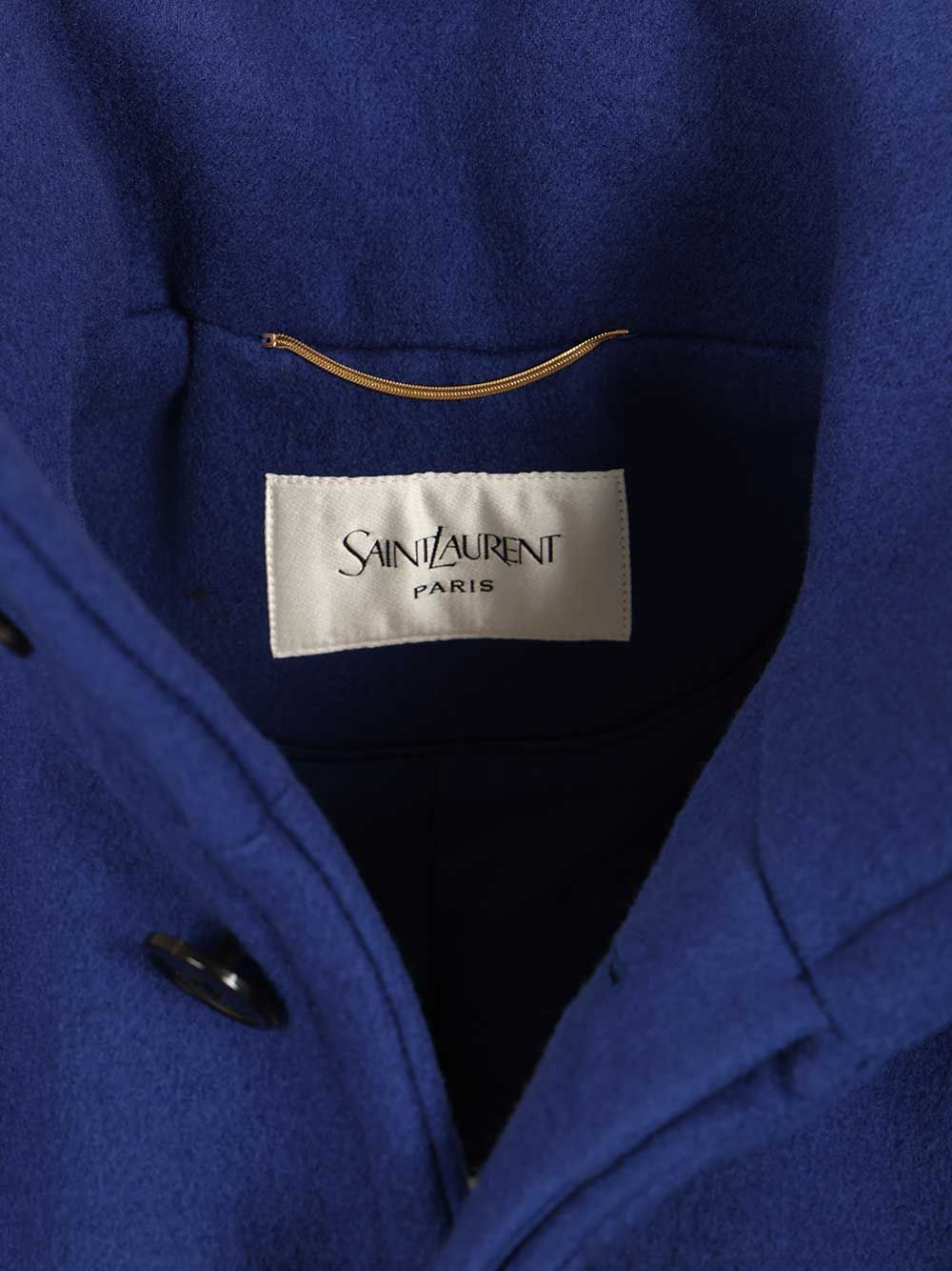Saint Laurent Short Coat With Belt Coats - Blu | e60584f96aa1ed0347cbc32cbe151445041b705b