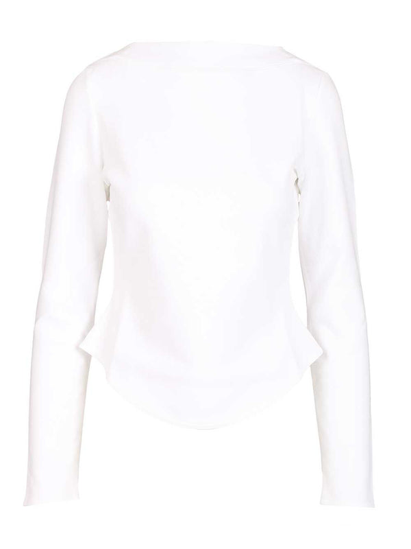 Long-Sleeved Cotton Jersey T-Shirt Bianco