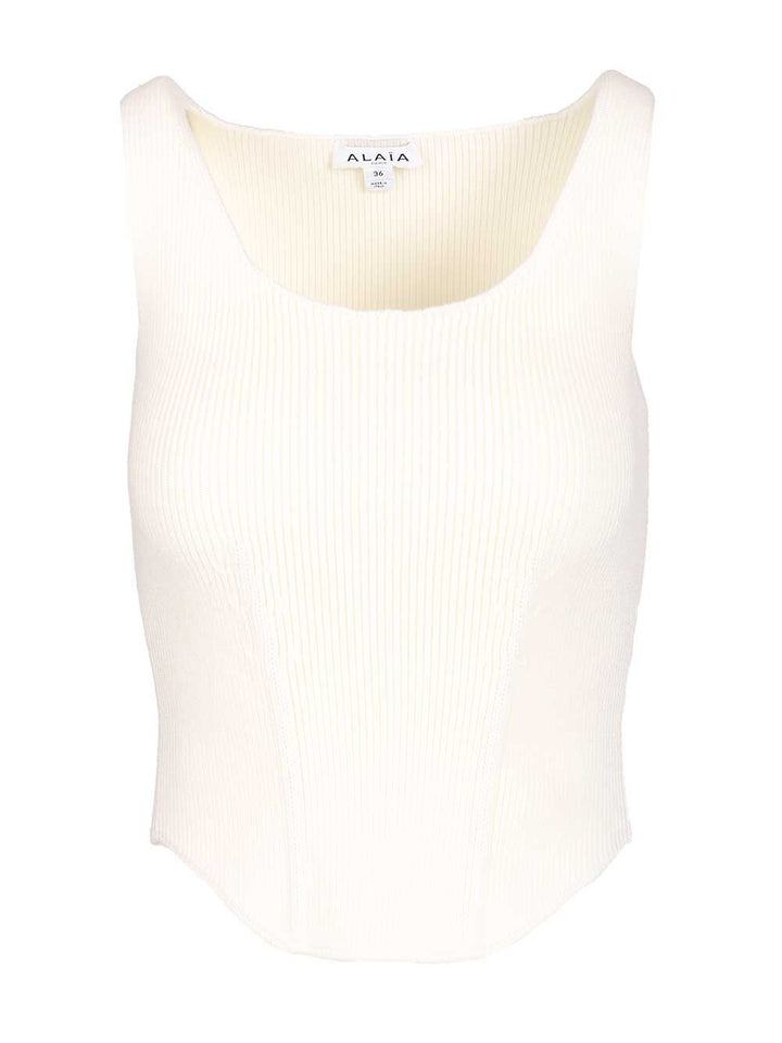 AlaÏA Corset Top Top - Bianco | c68fad46fc80822a5b03b49b64b4eb6b1c880fac