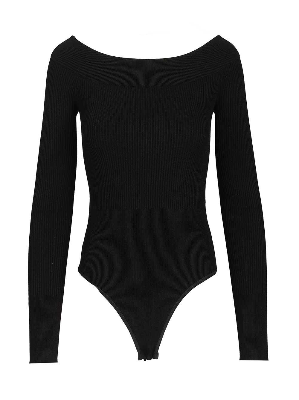 AlaÏA Ribbed Knit Bodysuit Top - Nero | 0b3782a83322d017b61c28334bb905793d5de048