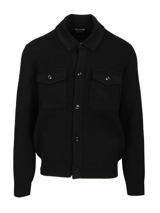 Wool And Cashmere Overshirt Knitwear Nero