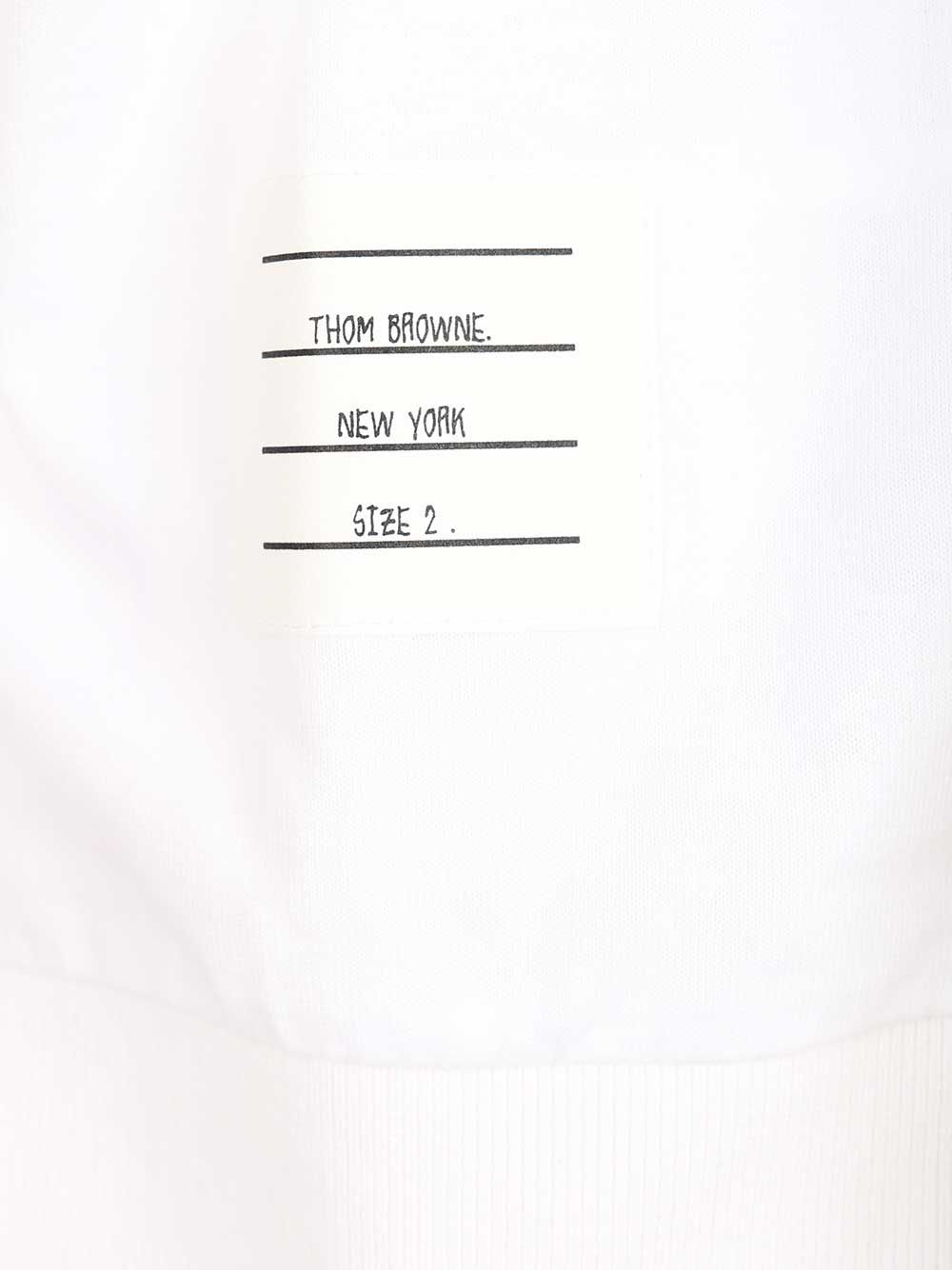 Thom Browne Garment Dyed Short Sleeve Rib Cuff Tee In Med Weight Jersey W/ Overdyed 4 Bar T-Shirt - Bianco | 15828579c47ca174ed58f4e41f01e53bebc23253