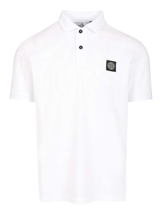 Ss Polo 95% Organic Cotton / 5% Elastane Piqué Polo Shirt Bianco