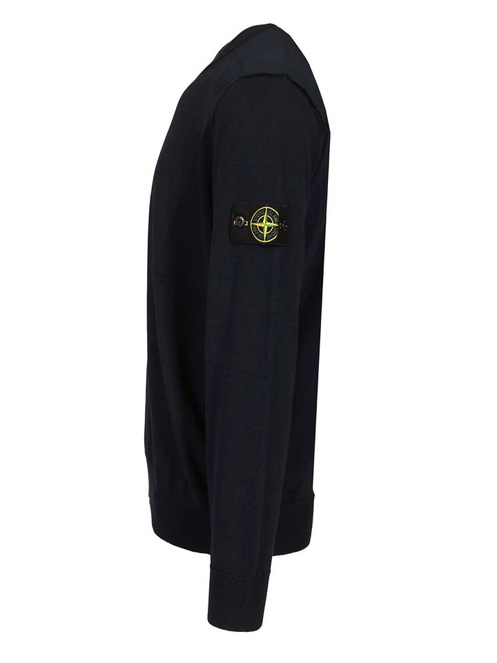 Stone Island Crew Neck Soft Organic Cotton Knitwear - Blu | 2dd63387883aa4bfd860bf4f79f4353db4a6a21d