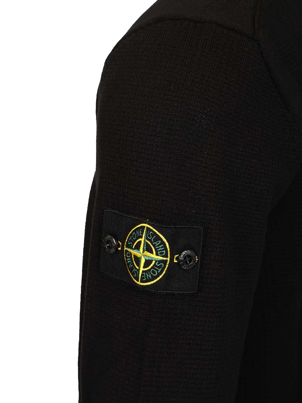 Stone Island Crew Neck Micro Stitch Soft Organic Cotton Knitwear - Nero | 837431960674adbafae6114cfeddcd620313527d