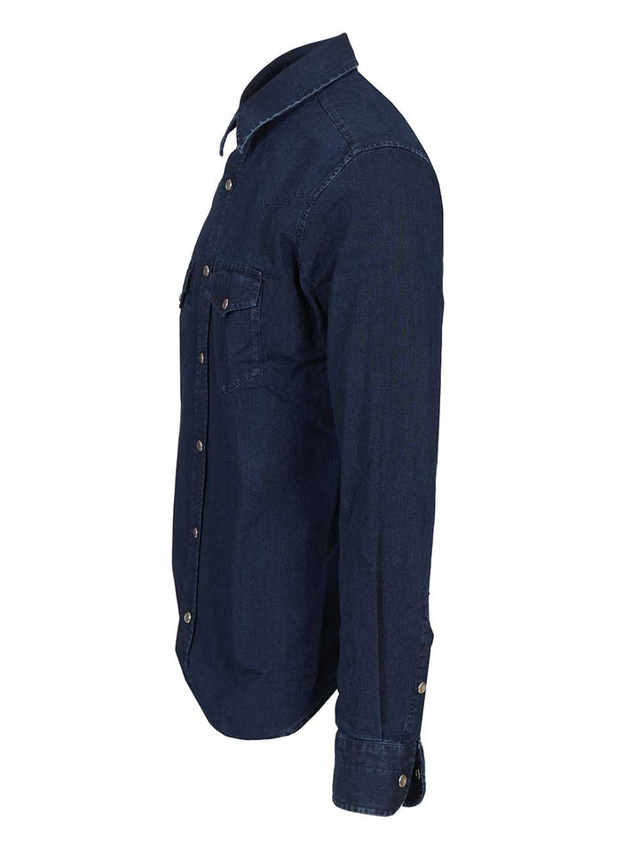 Tom Ford Denim Light Poplin Slim Fit Western Shirt Shirts - Blu | 9061593e5d6861870608a15e3c03e8d76ed10756
